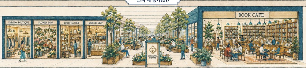 화서역 호수공원 아너스빌 지하 1층 아케이드 그림 (분양 자료)